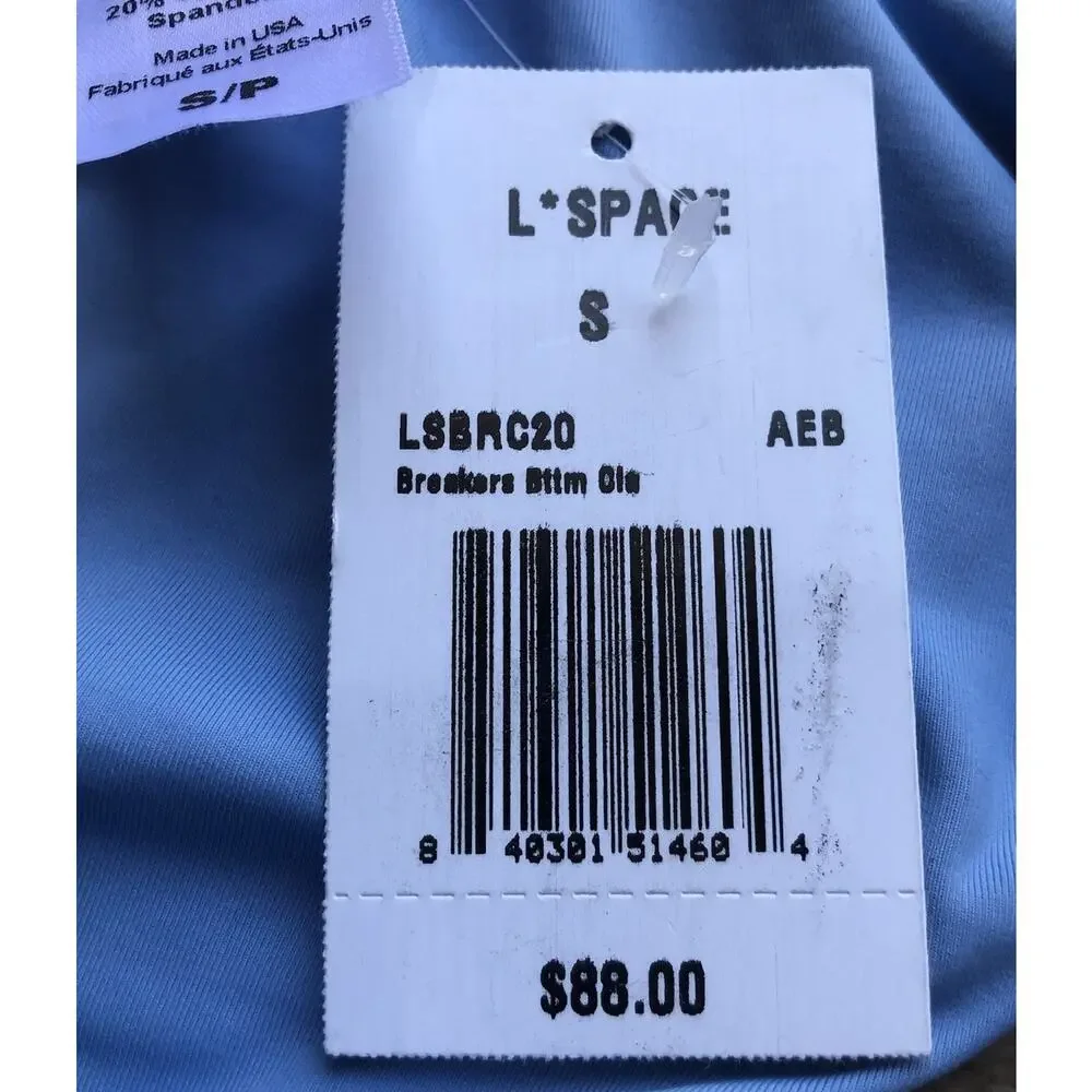 L Space Breakers Blue Reversible Classic Bikini Bottom Women's Size Small NWT